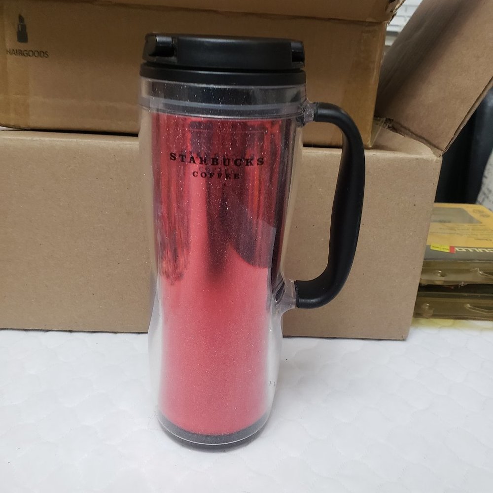 Starbucks Red Glitter Tumbler Travel Mug 12oz 2008